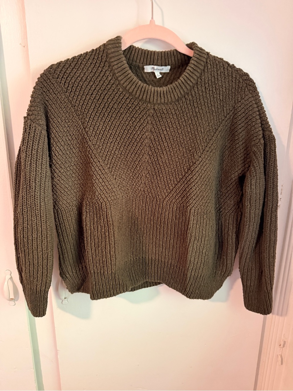 Madewell Olive Green Ribbed Crewneck Sweater